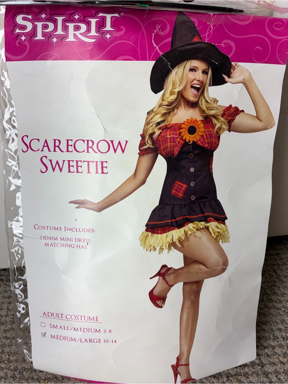 SPIRIT Halloween Red Plaid & Black Scarecrow Sweetie Dress Costume, size M/L